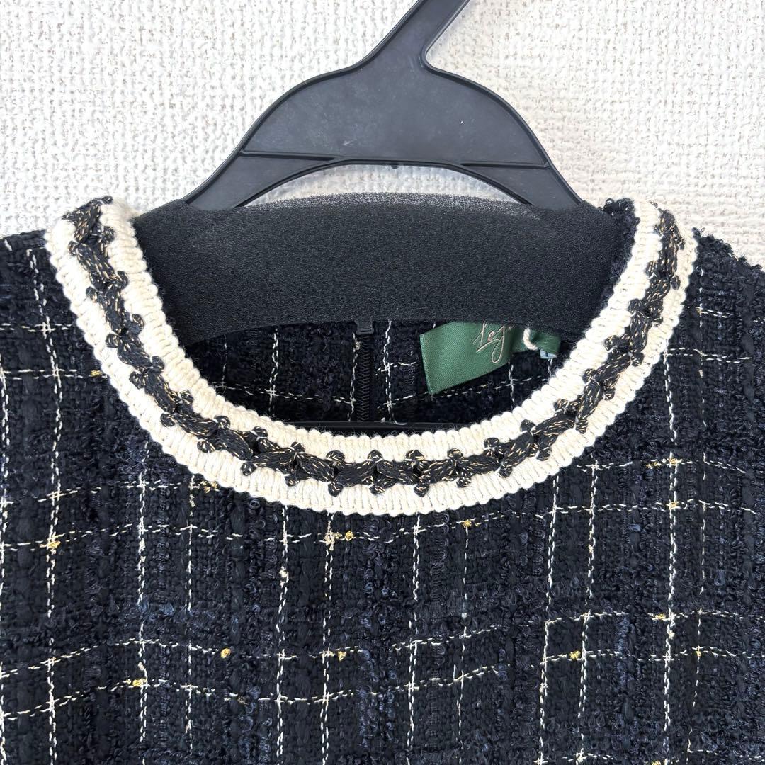 の*の様 新品✨LEJA スリット入りツイード柄ハイウエスト　パーティードレス
