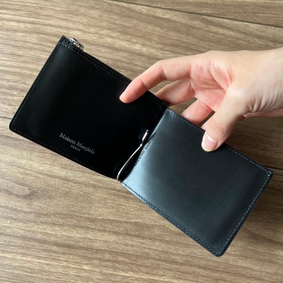 マルジェラ　4ステッチ マネークリップ ウォレット　黒