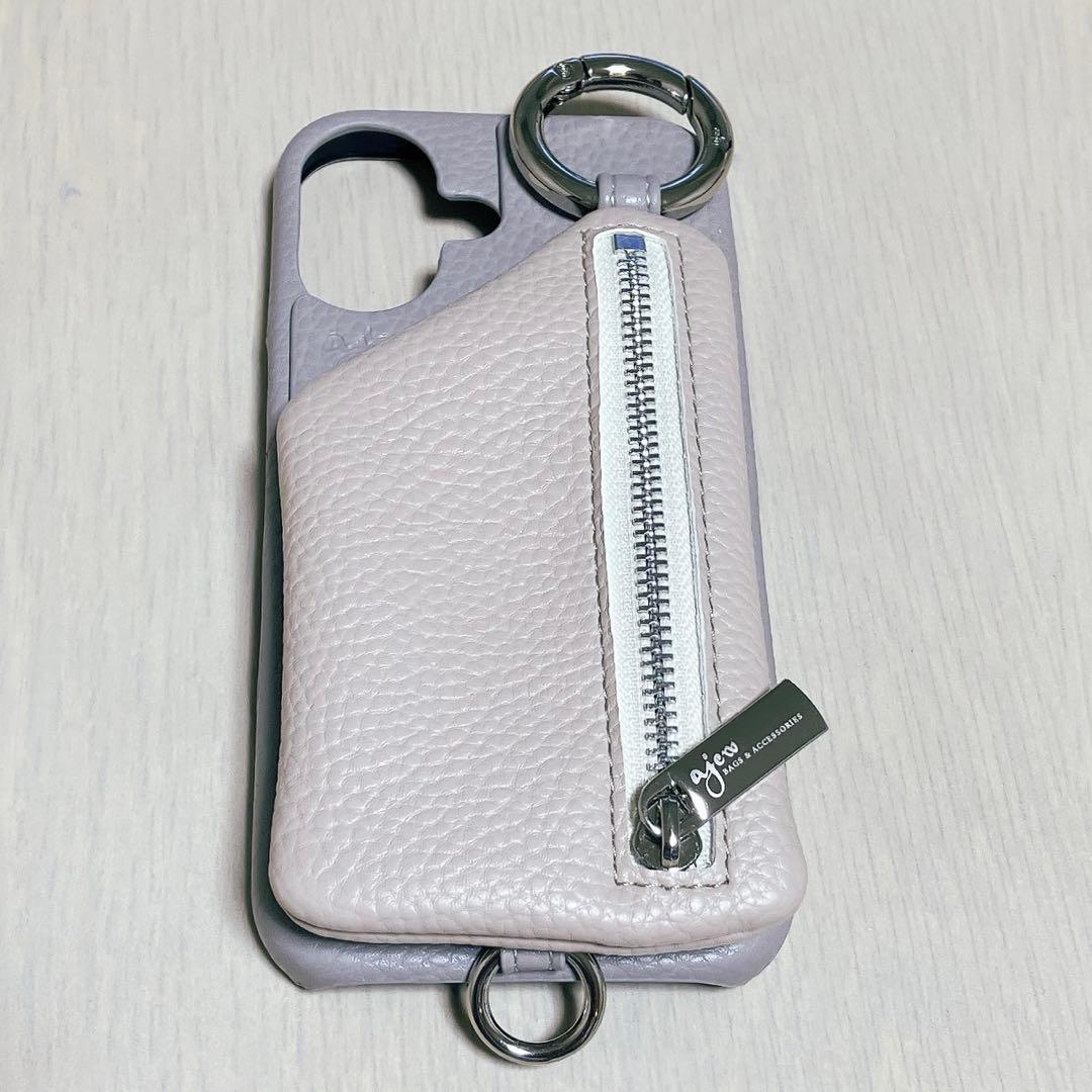 ajew エジュー iPhone16 紐付き グレー × ベージュ 限定カラー