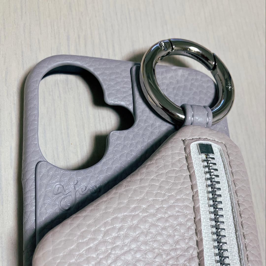 ajew エジュー iPhone16 紐付き グレー × ベージュ 限定カラー