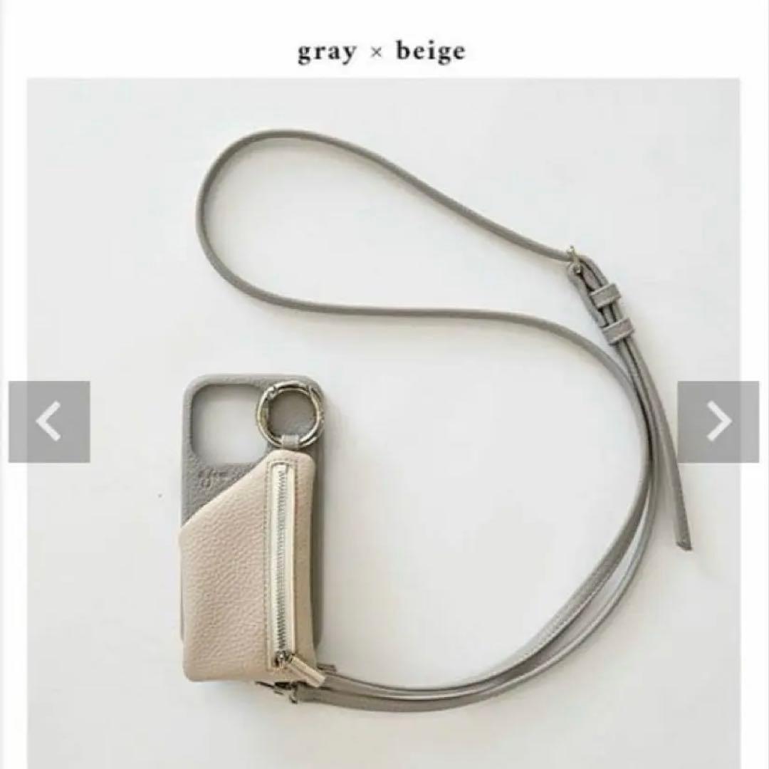 ajew エジュー iPhone16 紐付き グレー × ベージュ 限定カラー
