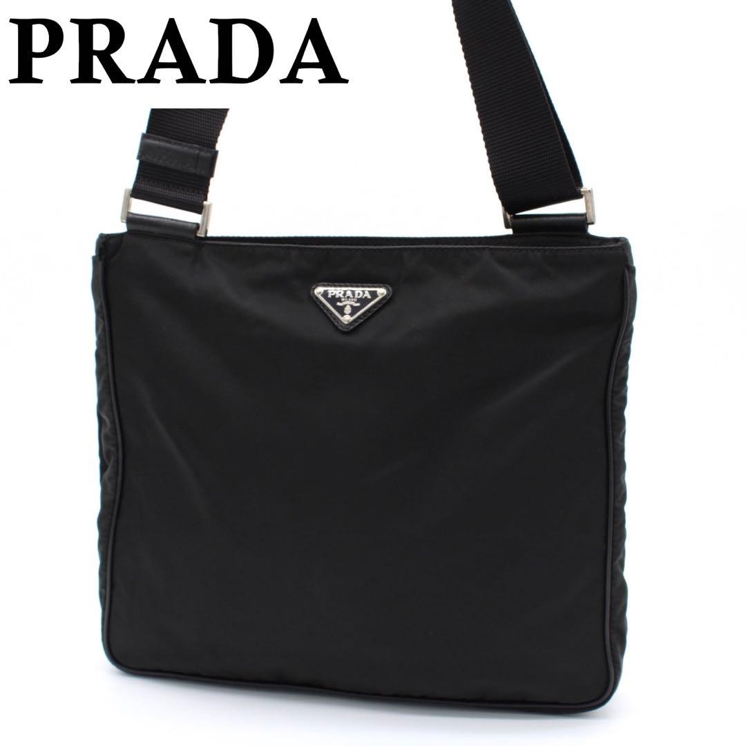 【美品】PRADA 三角ロゴ ショルダーバッグ クロスボディ ナイロン ブラック
