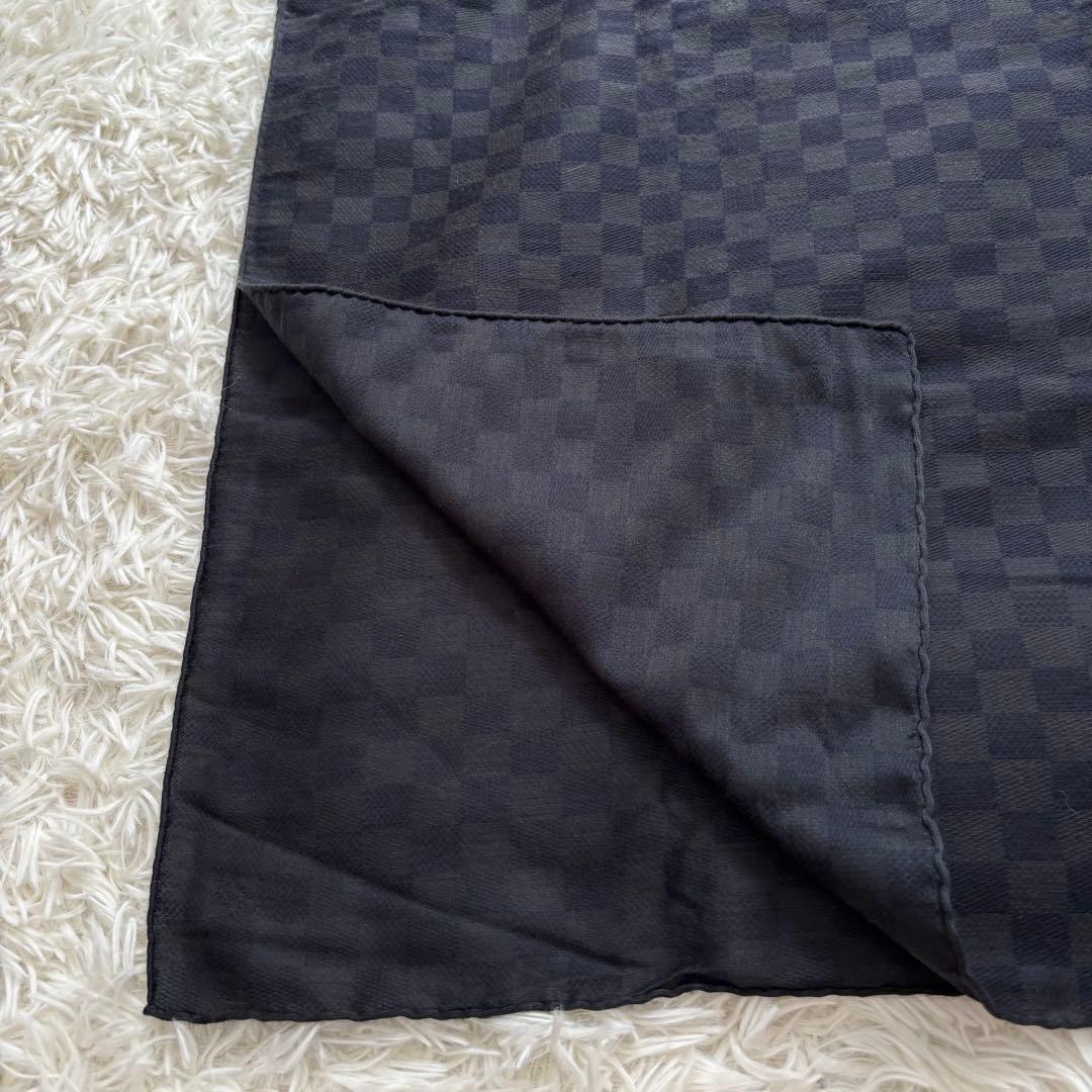 ルイヴィトン ダミエ カシミヤ×シルク　ストール マフラー　ブラック系