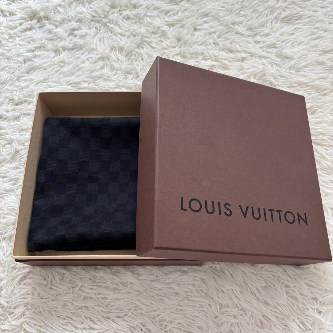 ルイヴィトン ダミエ カシミヤ×シルク　ストール マフラー　ブラック系