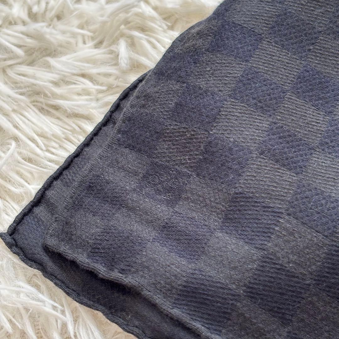 ルイヴィトン ダミエ カシミヤ×シルク　ストール マフラー　ブラック系