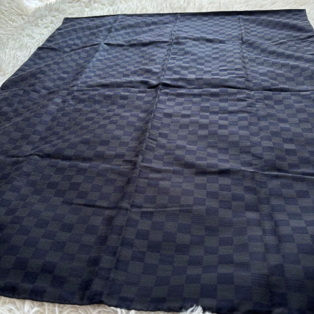 ルイヴィトン ダミエ カシミヤ×シルク　ストール マフラー　ブラック系