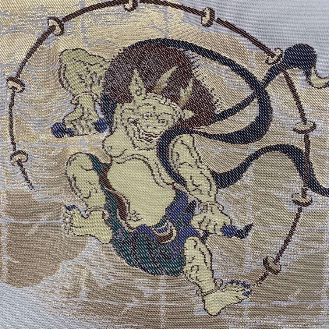 美品 掛け軸 西陣織 俵屋宗達 風神雷神図 刺繍 年中掛け