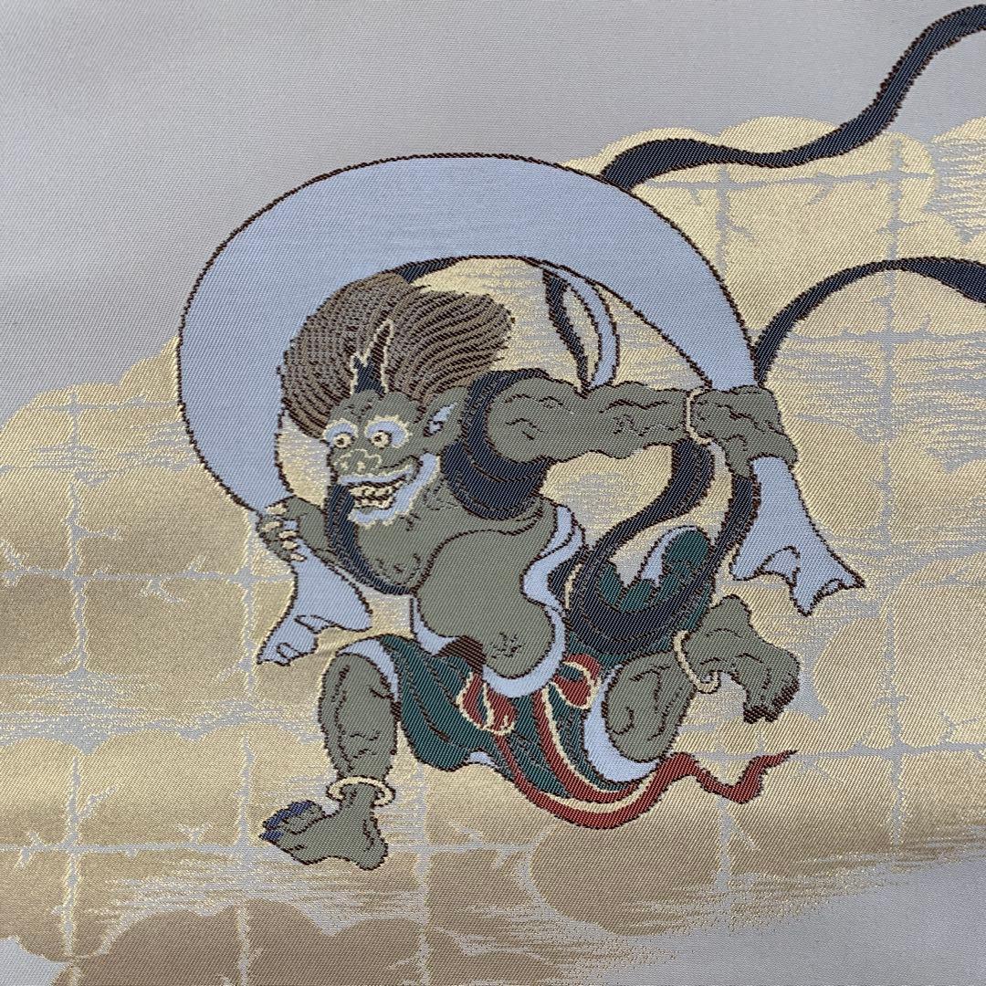 美品 掛け軸 西陣織 俵屋宗達 風神雷神図 刺繍 年中掛け