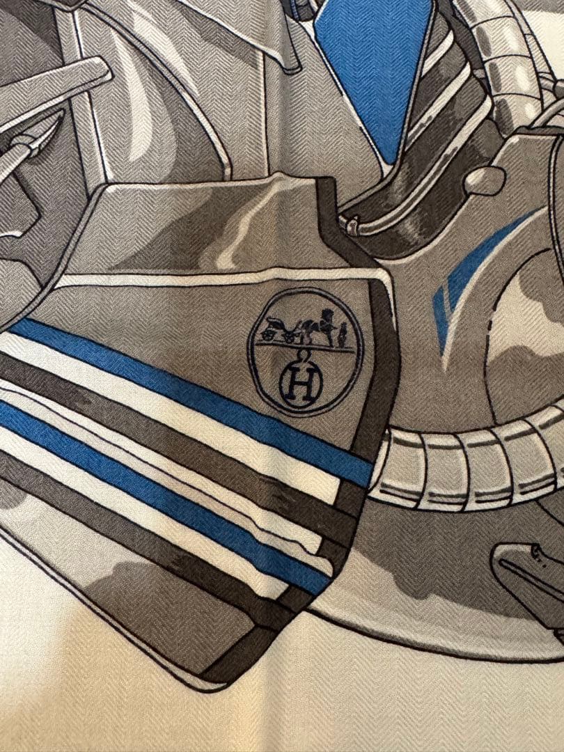 HERMES エルメス ストール スカーフ 100 馬柄 ブルー 箱付き