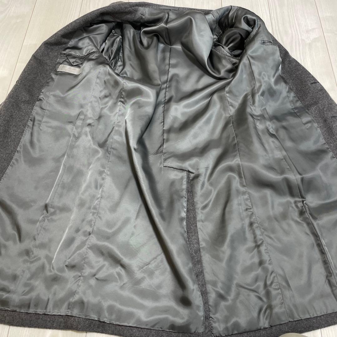 RING JACKET カシミヤ100% グレー チェスターコート 46