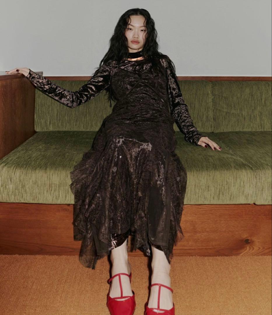 【ANDRESD】sparkle lace velour dress