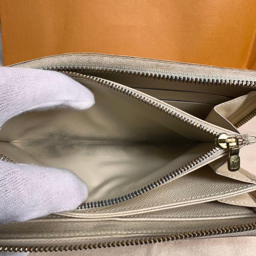 【極美品】ルイヴィトン ダミエ アズール 長財布 ジッピーウォレット アイボリー