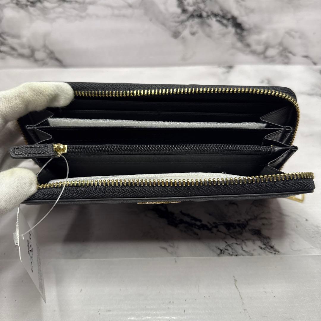 (未使用タグ付)大人気、コーチ、長財布、ラウンドジップ、オールレザー、エンボス