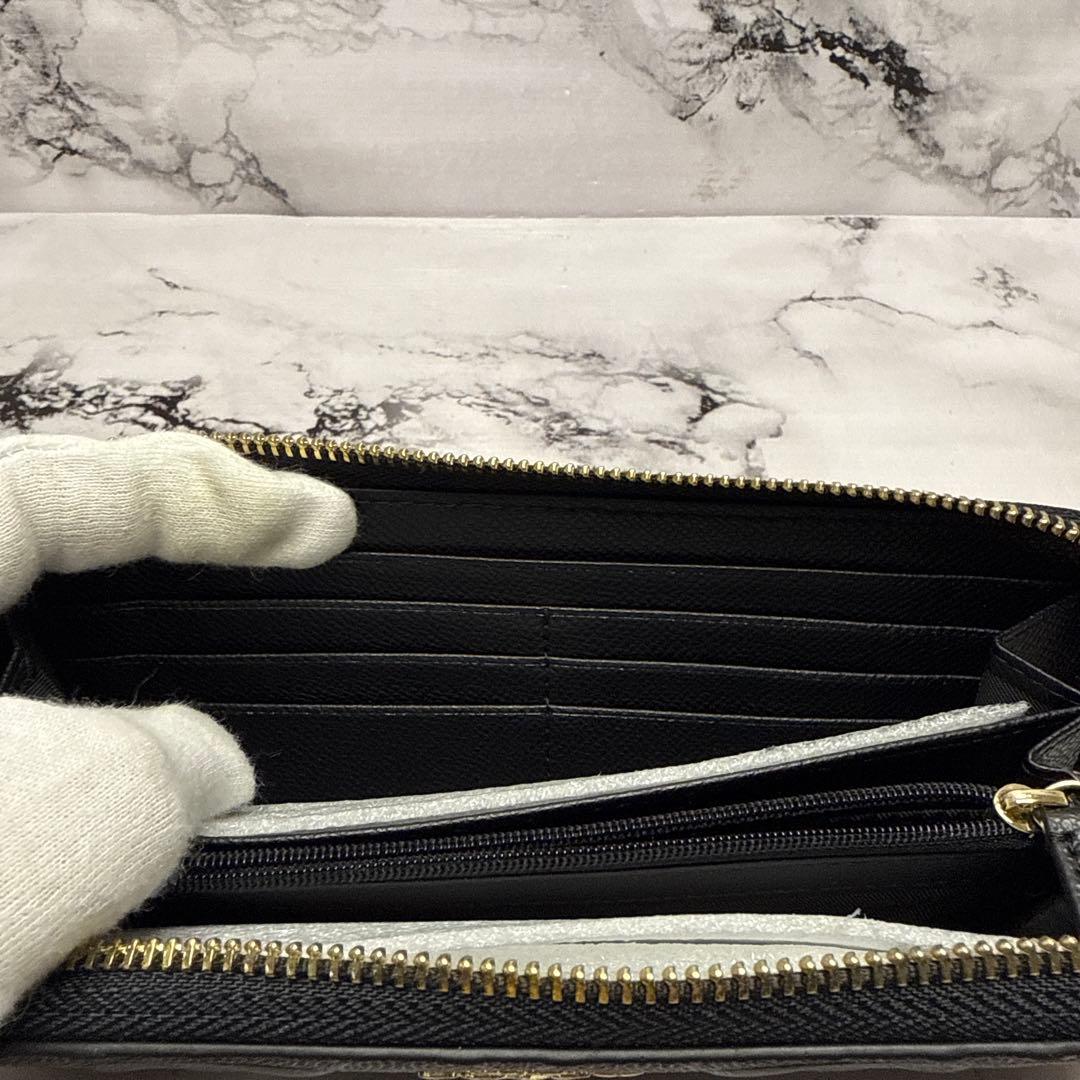 (未使用タグ付)大人気、コーチ、長財布、ラウンドジップ、オールレザー、エンボス