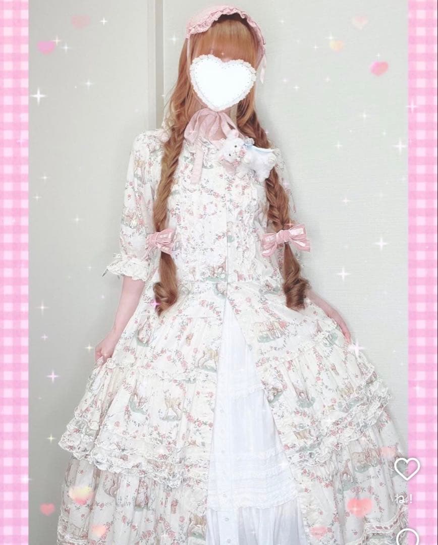 pinkhouse ピンクハウス ひつじプリント ロングワンピース クリーム色