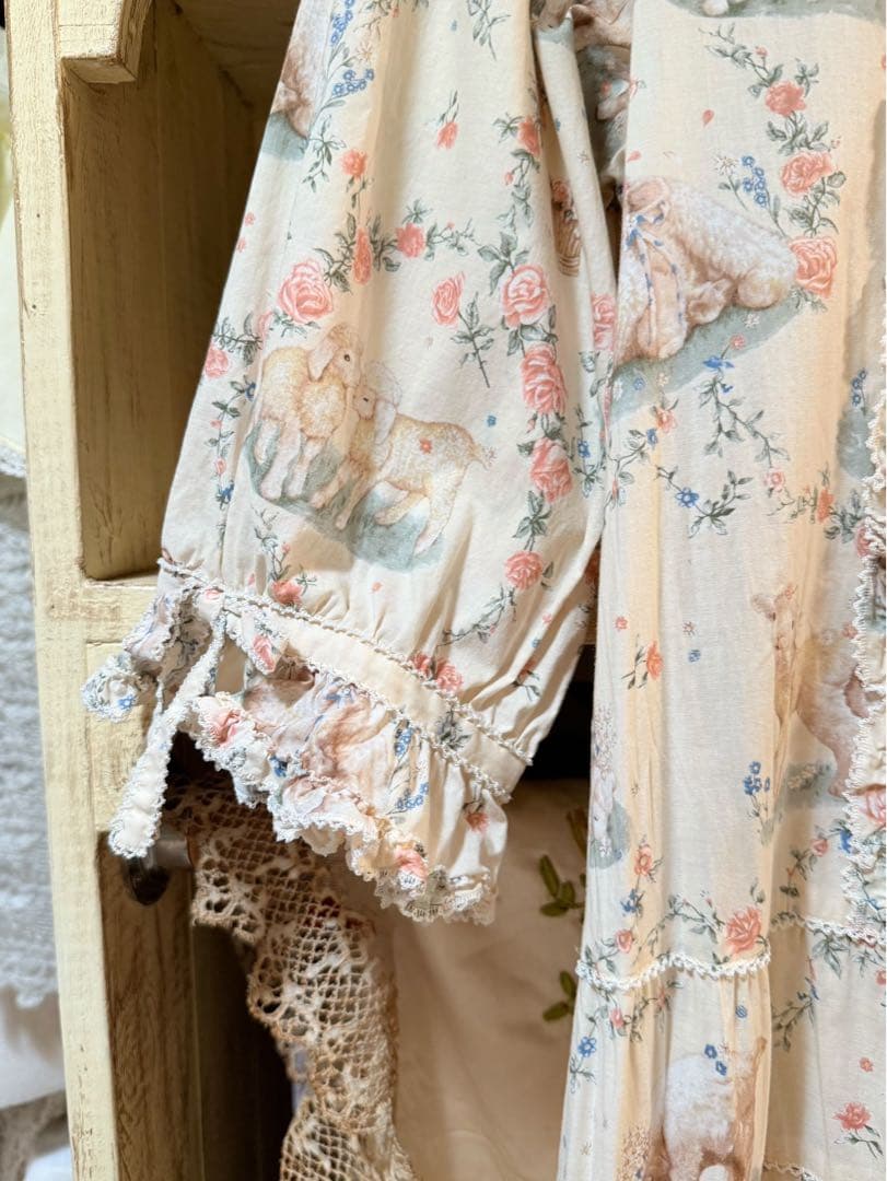 pinkhouse ピンクハウス ひつじプリント ロングワンピース クリーム色