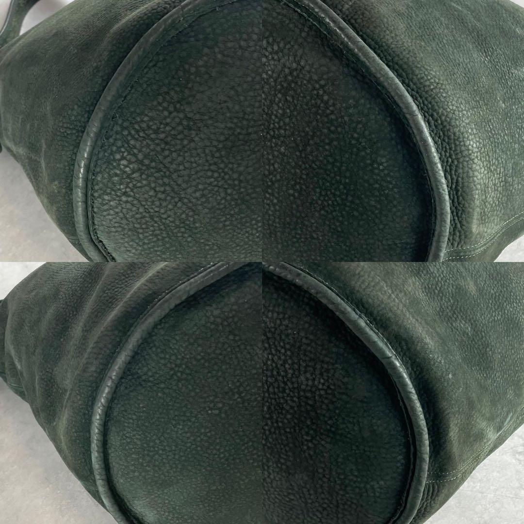 ✨稀少カラー✨美品✨オールドコーチ　バケットバッグ　肩かけ　ヌバックレザー　緑