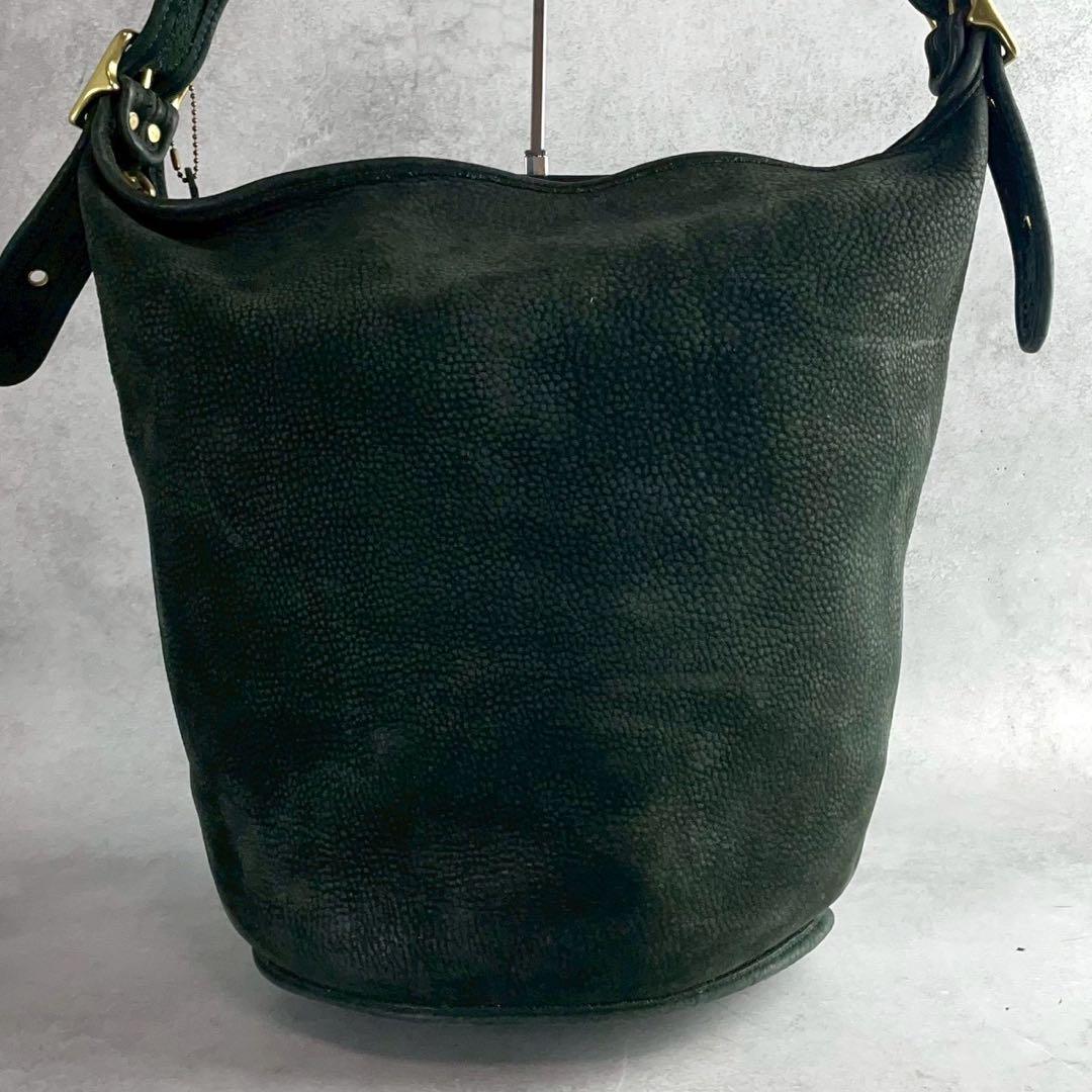 ✨稀少カラー✨美品✨オールドコーチ　バケットバッグ　肩かけ　ヌバックレザー　緑