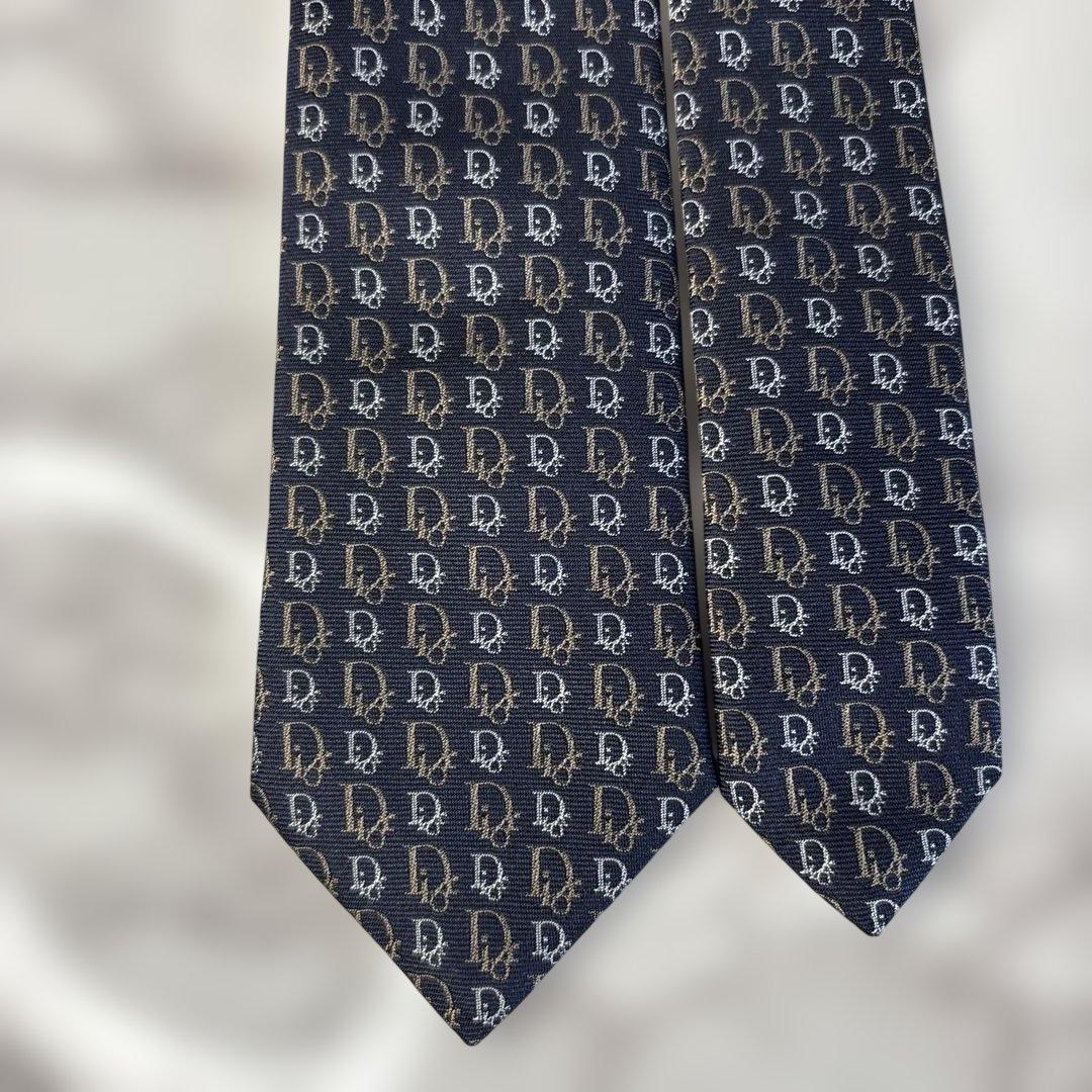 【箱付き&極美品✨】DIOR ネクタイ　オブリーク柄　ネイビー　ブラウン　紺　茶