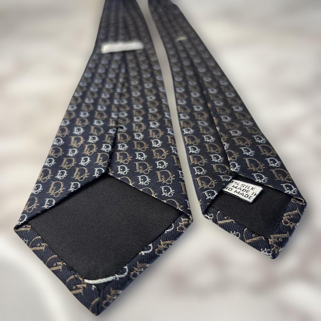 【箱付き&極美品✨】DIOR ネクタイ　オブリーク柄　ネイビー　ブラウン　紺　茶