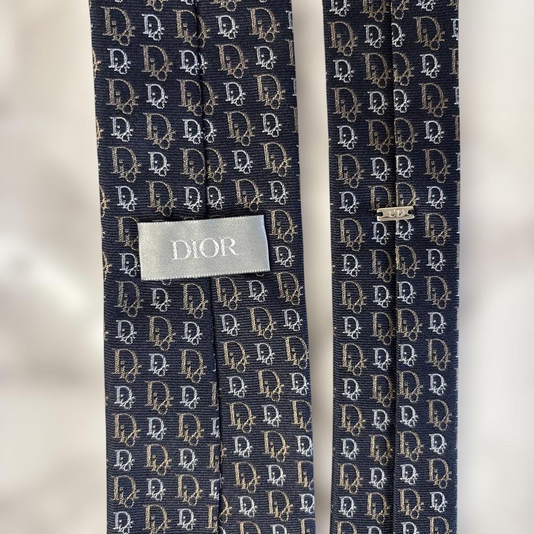 【箱付き&極美品✨】DIOR ネクタイ　オブリーク柄　ネイビー　ブラウン　紺　茶