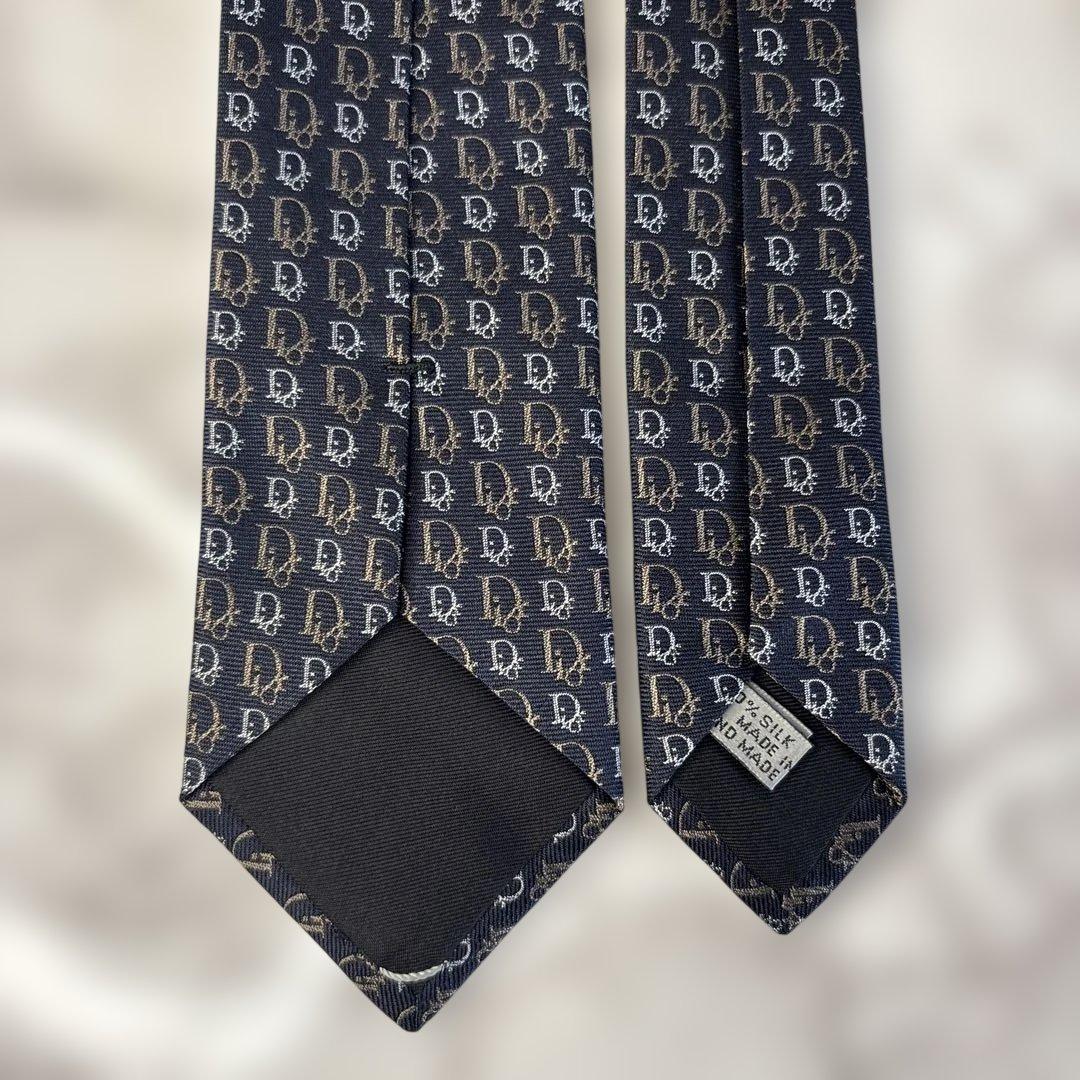【箱付き&極美品✨】DIOR ネクタイ　オブリーク柄　ネイビー　ブラウン　紺　茶