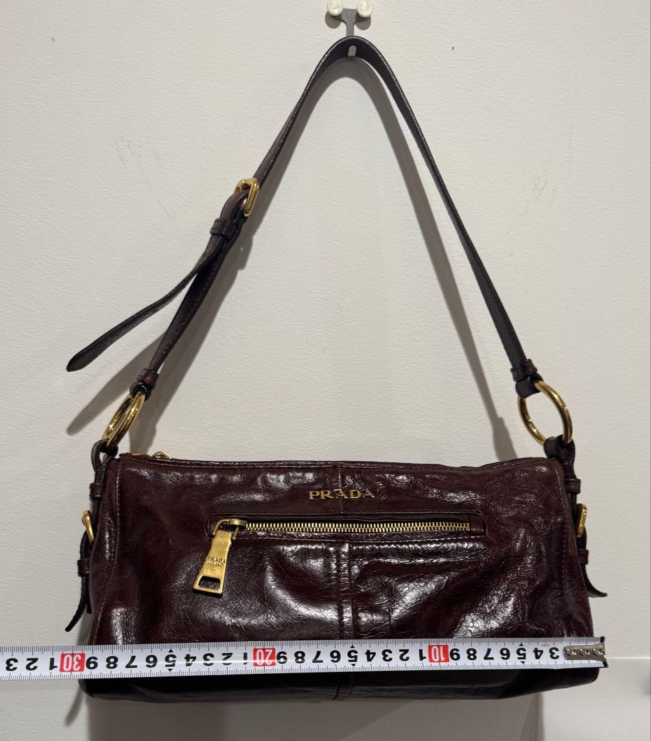 PRADA ワンショルダーバッグ 革製 レザー ブラウン 中古品