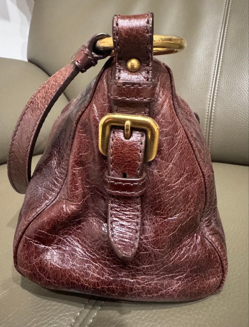 PRADA ワンショルダーバッグ 革製 レザー ブラウン 中古品