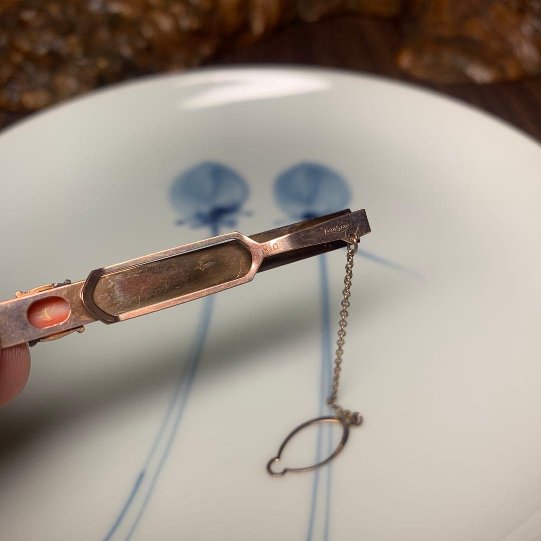 h*n様 K10刻印 金 ゴールド 石付きネクタイピン ピンク