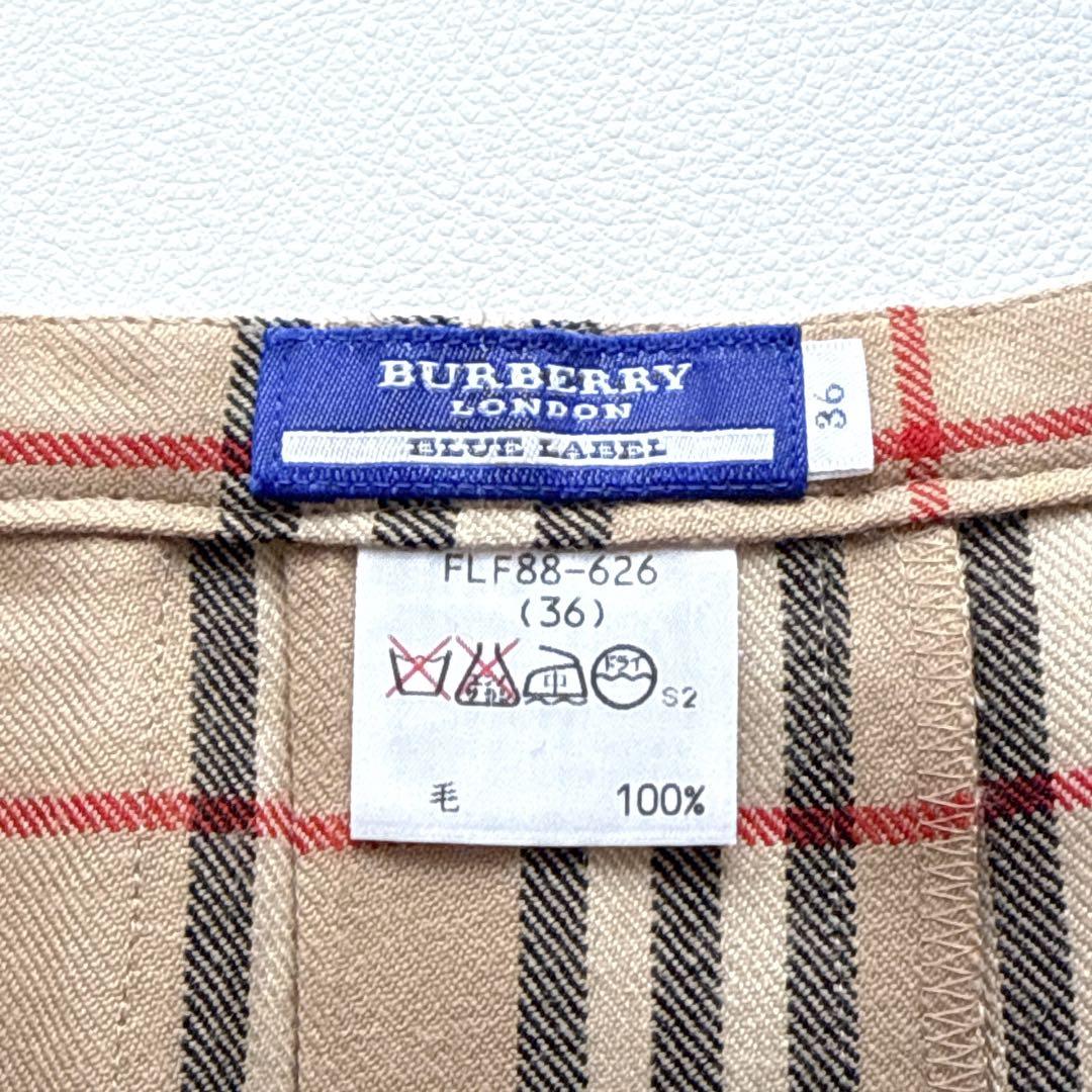 BURBERRY London ノバチェック 巻きスカート 36 ウール 牛革