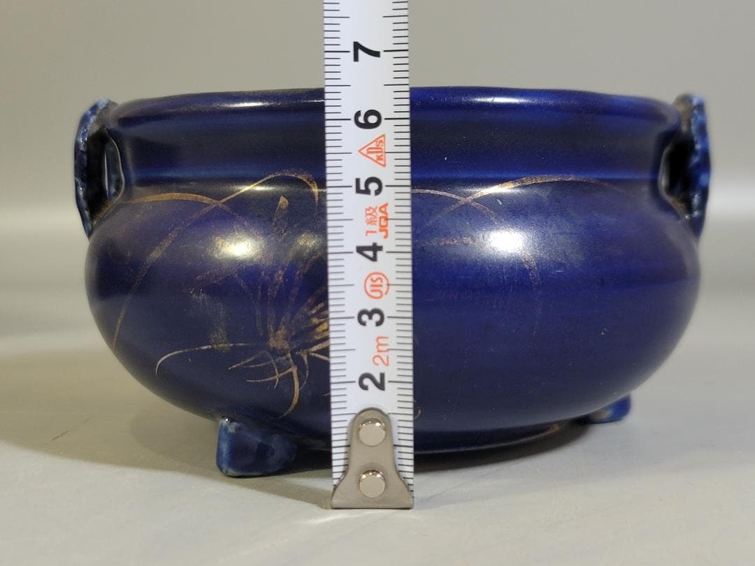 瑠璃香炉 唐木四方盆 時代物 二件 DT449