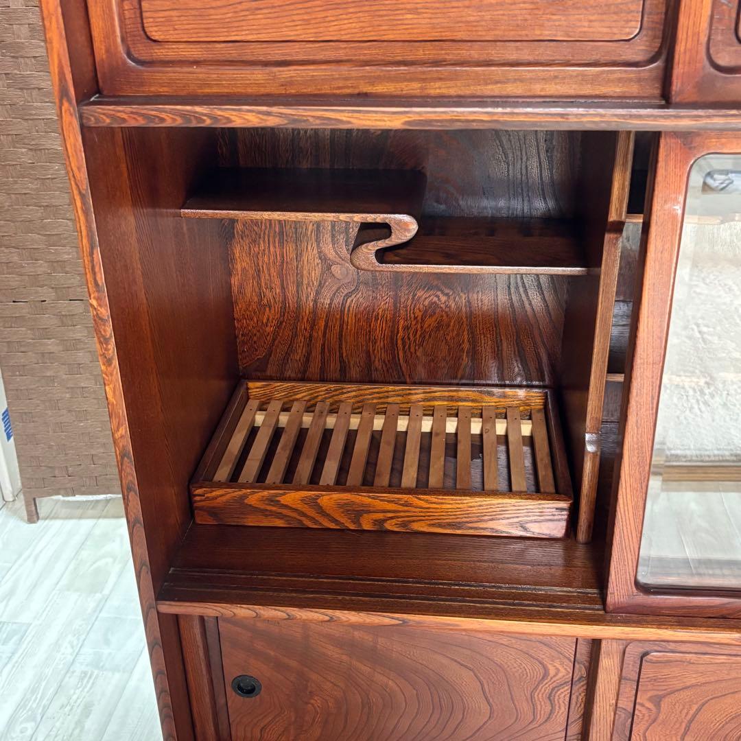 信州 松本伝統指物 和家具 欅家具 茶棚 茶箪笥 キャビネット 飾り棚 ケヤキ