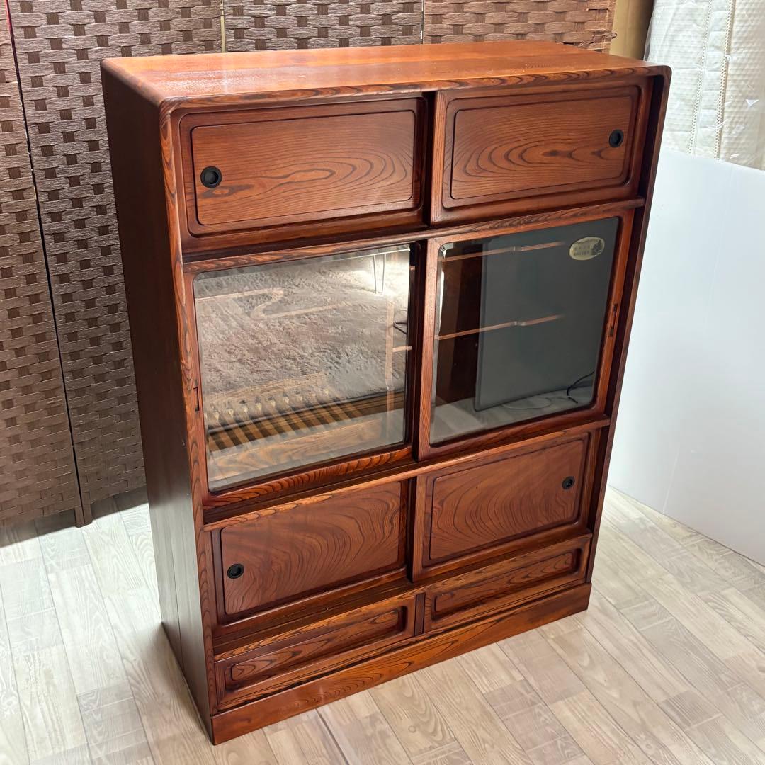 信州 松本伝統指物 和家具 欅家具 茶棚 茶箪笥 キャビネット 飾り棚 ケヤキ