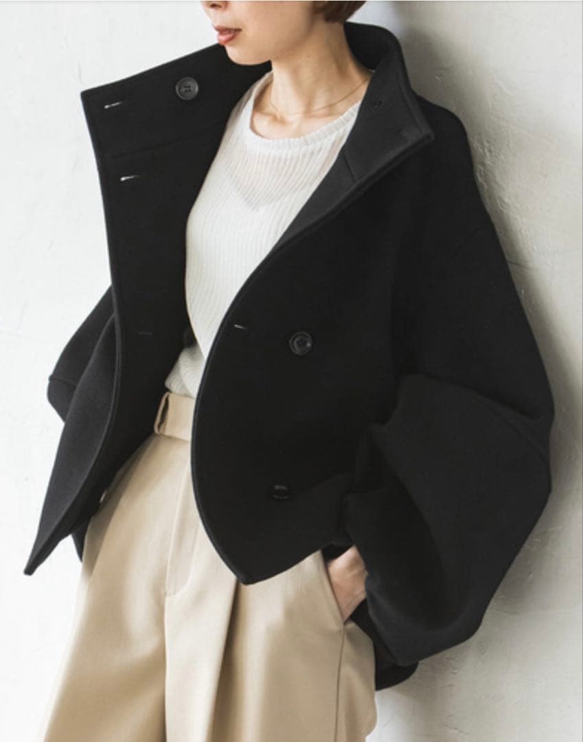 NOBLE メルトンパフスリーブショートコート　38サイズ