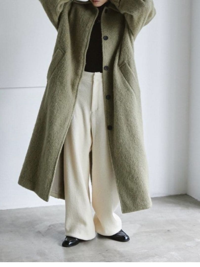 【トゥデイフル 】Shaggy Over Coat オリーブ 36