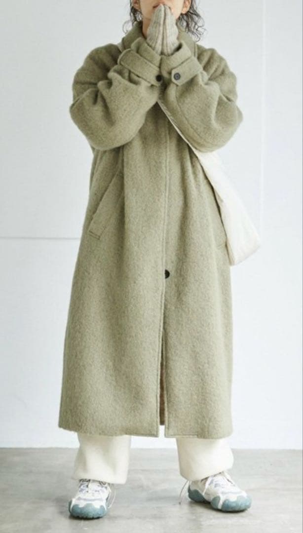 【トゥデイフル 】Shaggy Over Coat オリーブ 36
