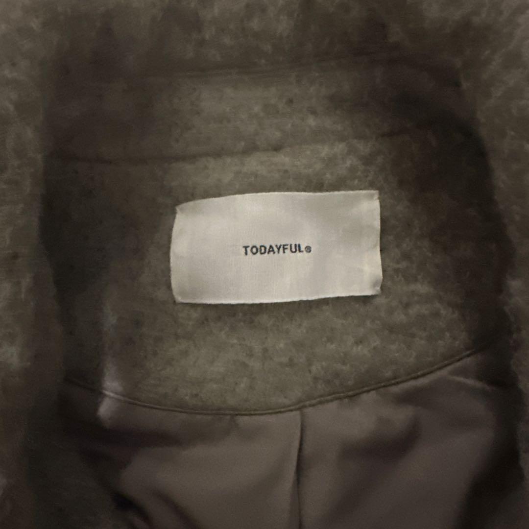 【トゥデイフル 】Shaggy Over Coat オリーブ 36