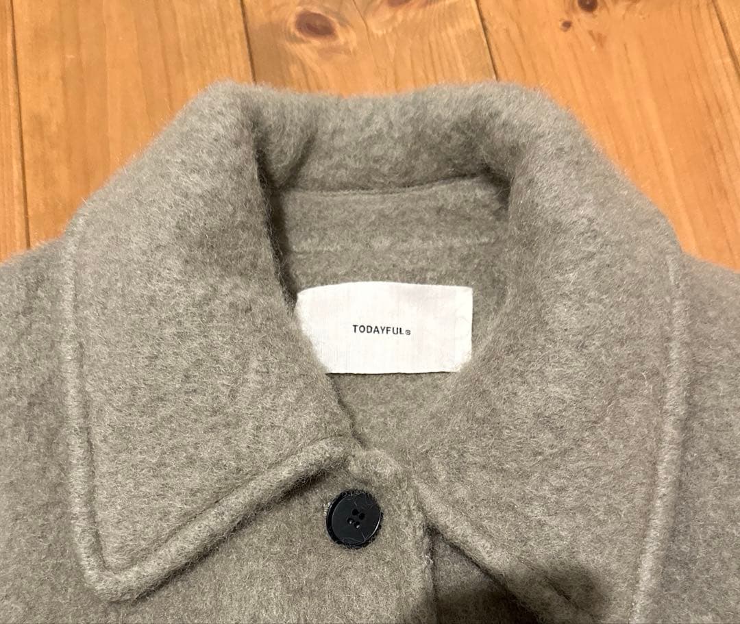 【トゥデイフル 】Shaggy Over Coat オリーブ 36