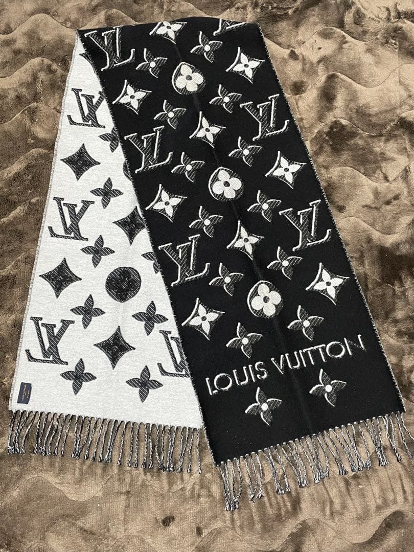 ルイヴィトン LV エセンシャル シャインM78159 マフラー ウール グレー