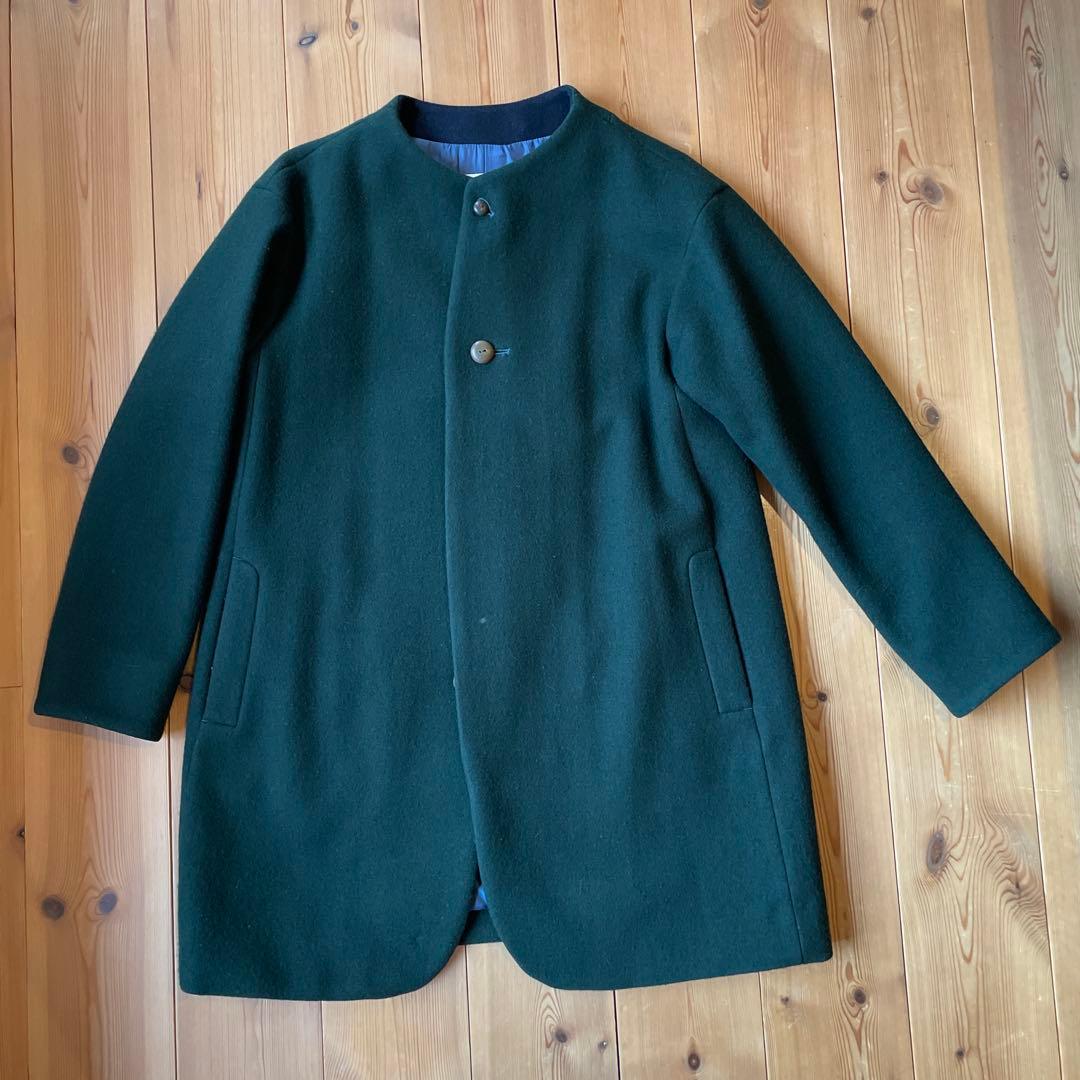 【パラスパレス】ノーカラーコート　ダークグリーン