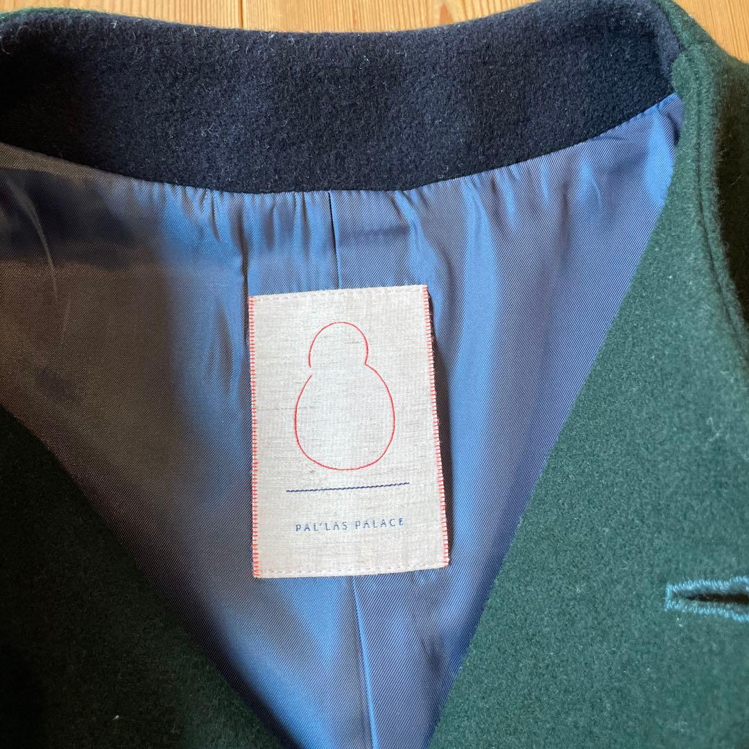 【パラスパレス】ノーカラーコート　ダークグリーン