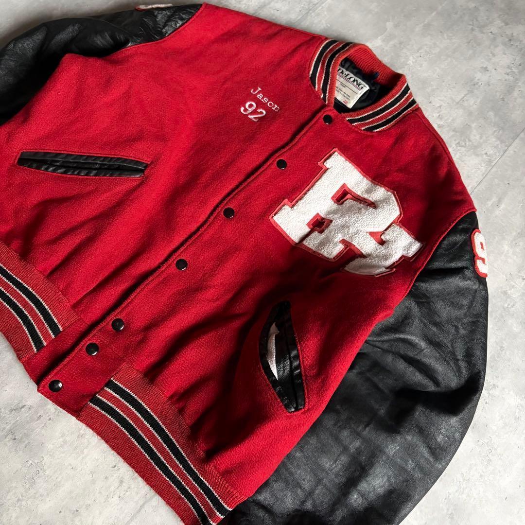 【90s vintage】レザースタジャン　本革　usa製　チェーンステッチ