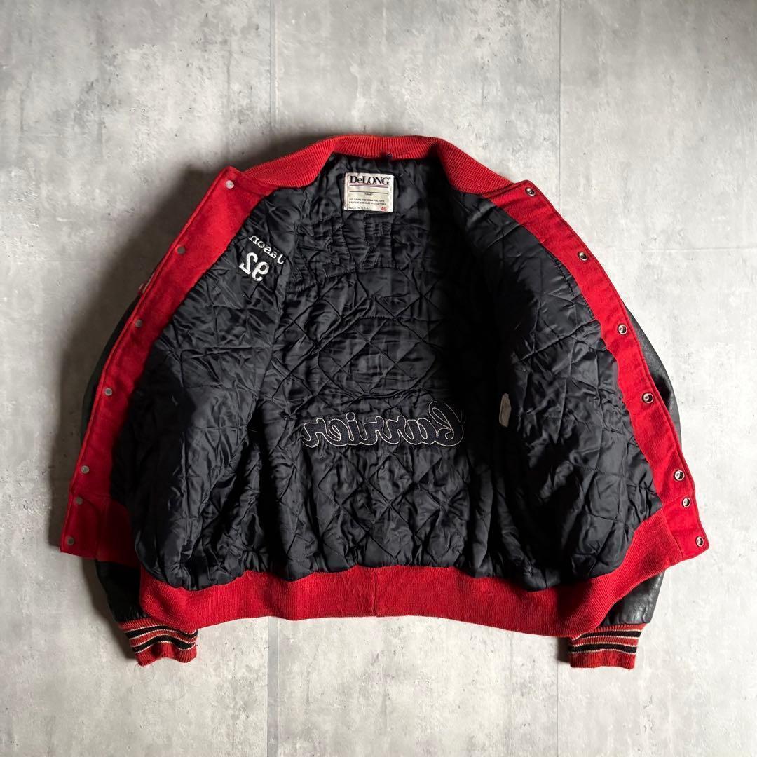 【90s vintage】レザースタジャン　本革　usa製　チェーンステッチ