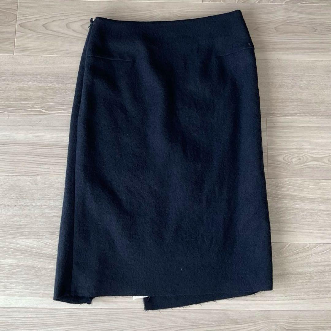 マディソンブルー　ラップ調ウールスカート　濃紺　02