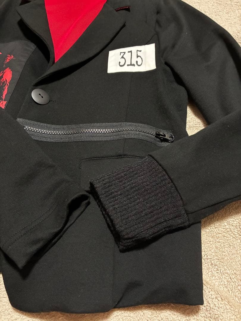 エターナリー・ブレイズEBジャケット×ニットF 黒×赤　パンク