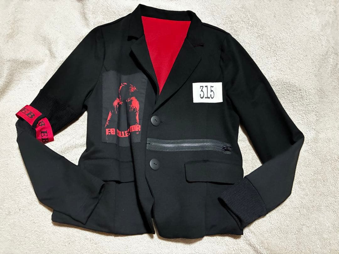 エターナリー・ブレイズEBジャケット×ニットF 黒×赤　パンク