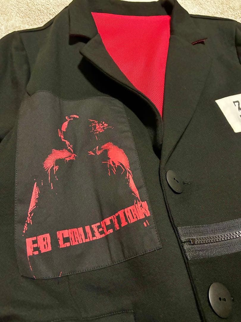 エターナリー・ブレイズEBジャケット×ニットF 黒×赤　パンク