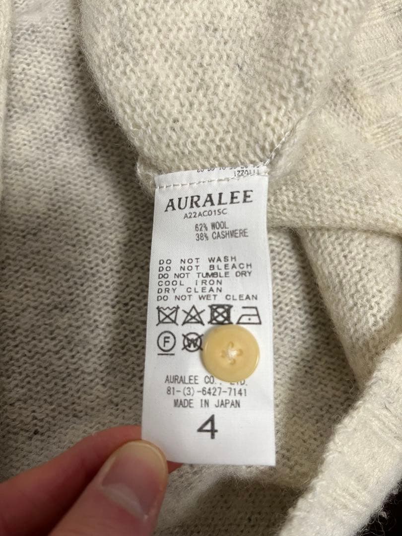 トップス AURALEE SHETLAND WOOL CASHMERE CARDIGAN