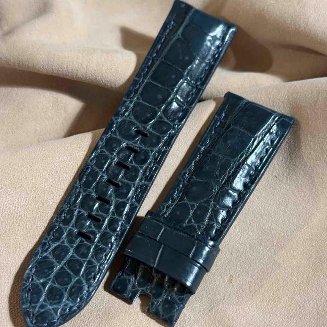 cro-1837 クロコダイル 腕時計ベルト ブルーグレー ラグ幅24mm
