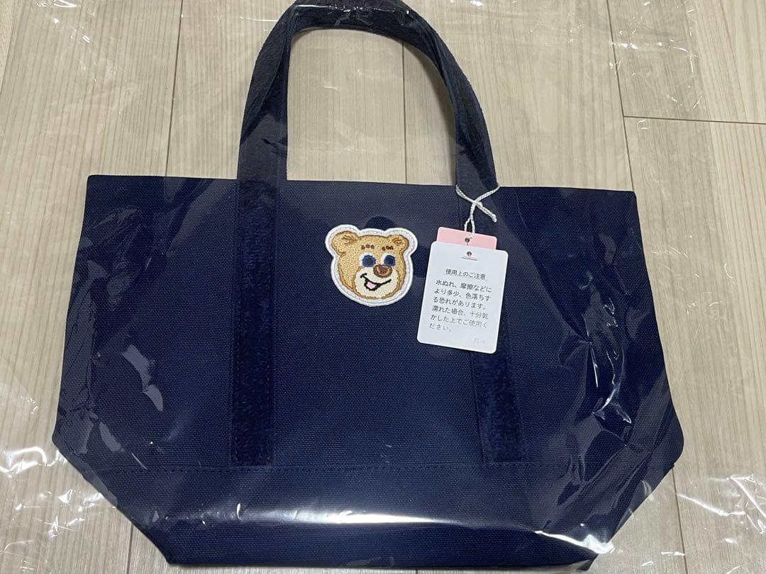 ラブラリーバイフェイラーオールドテディワッペントートバッグ　小さいサイズネイビー